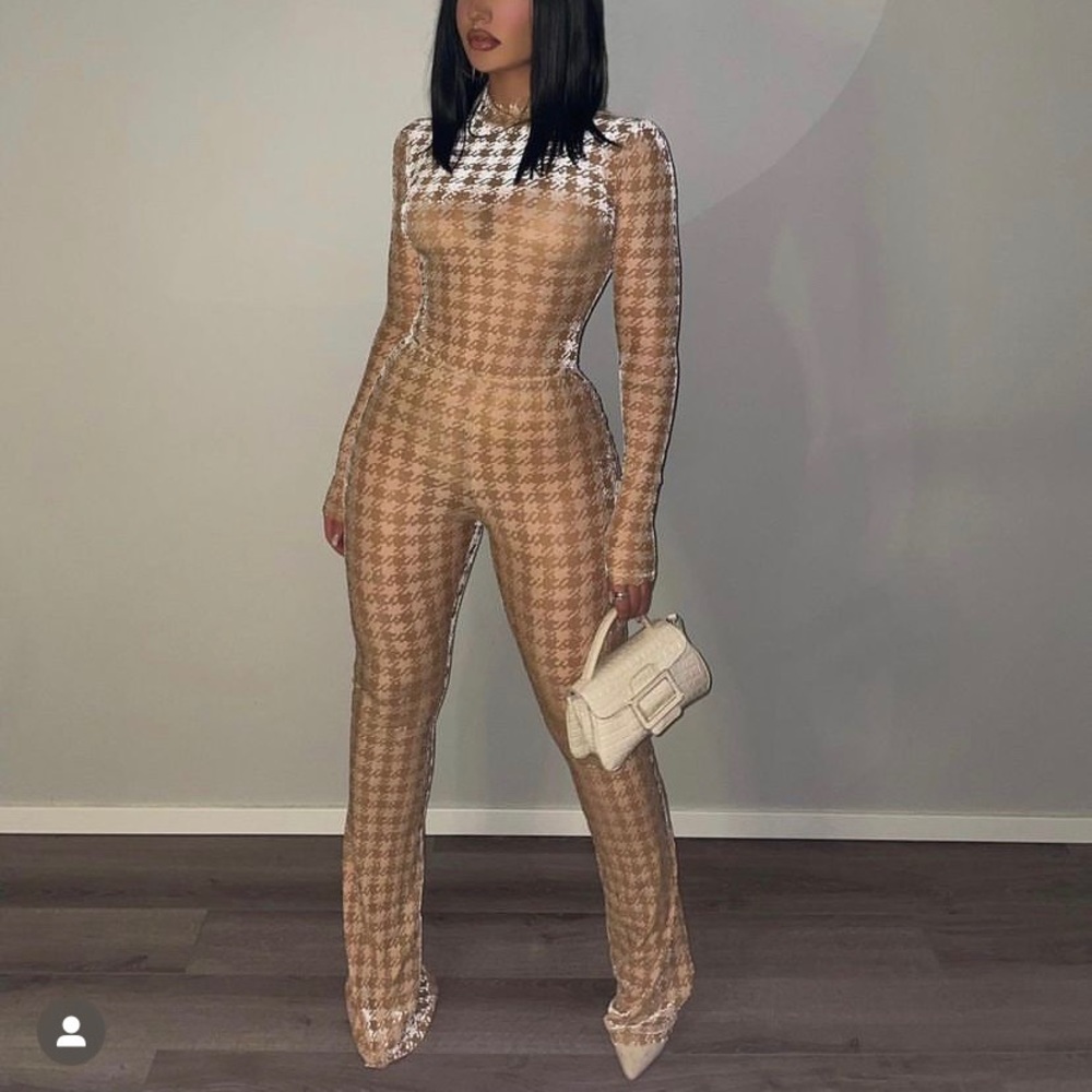 Naked Wardrobe Houndstooth Velvet Set - M